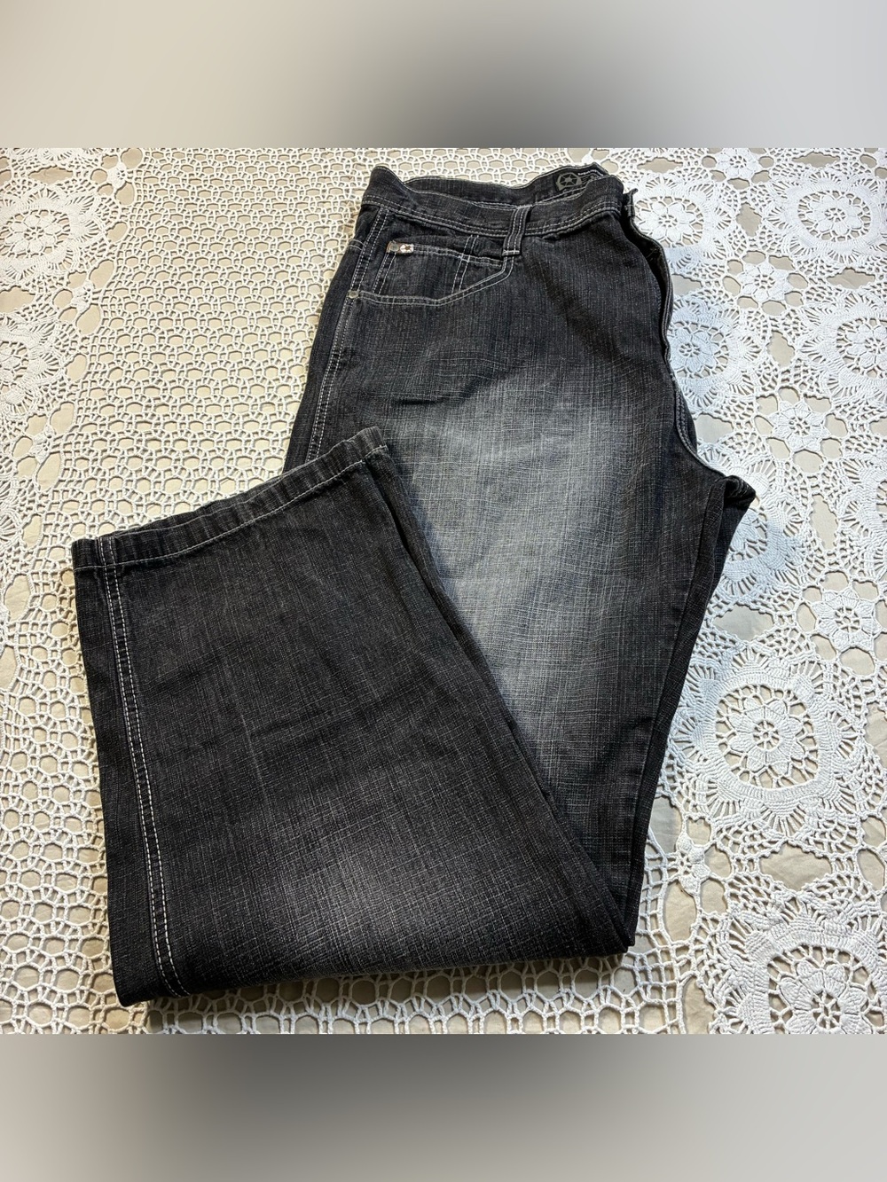Vintage Southpole 4180 Baggy Wide Leg Denim Jeans Men 42 Y2K Hip Hop Loose Black